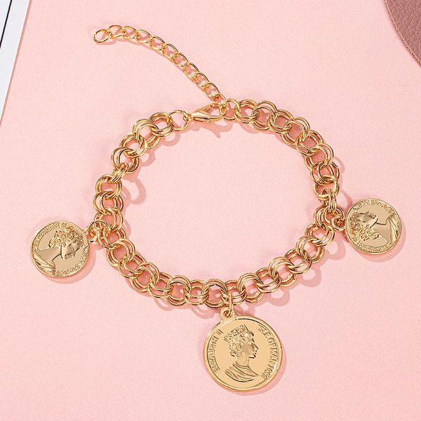 link, chain 2021 fashion trendy bracelet for women golden color metal material portrait hip-hop girl creative party accessories, Black
link, chain 2021 fashion trendy bracelet for women golden color metal material portrait hip-hop girl creative party accessories, Black