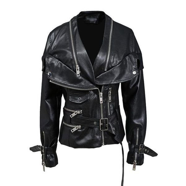 patchwork pu jacket for women lapel long sleeve slim black sashes locomotive oversized jackets female fashion style v955 women's, Black;brown
patchwork pu jacket for women lapel long sleeve slim black sashes locomotive oversized jackets female fashion style v955 women's, Black;brown