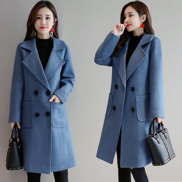 women's wool & blends women woolen coats fashion overcoat autumn winter warm thicken double breasted windproof jacket slim fit long out, Black
women's wool & blends women woolen coats fashion overcoat autumn winter warm thicken double breasted windproof jacket slim fit long out, Black