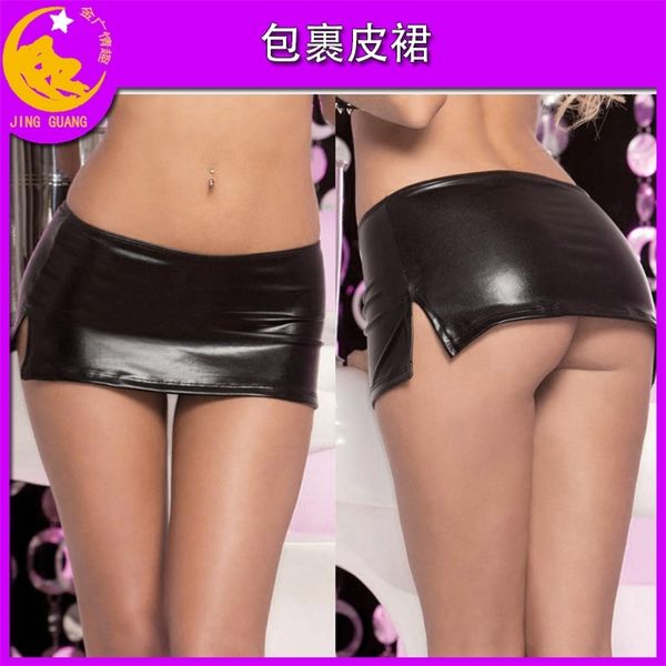 night show imitation leather bright face shorts women's underwear products, Black;white
night show imitation leather bright face shorts women's underwear products, Black;white