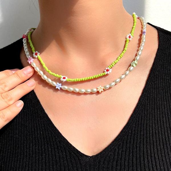 chokers 2 pcs/set imitation pearl green flower beaded necklace for women colorful star acrylic seed bead strand choker bohemian jewelry, Golden;silver
chokers 2 pcs/set imitation pearl green flower beaded necklace for women colorful star acrylic seed bead strand choker bohemian jewelry, Golden;silver