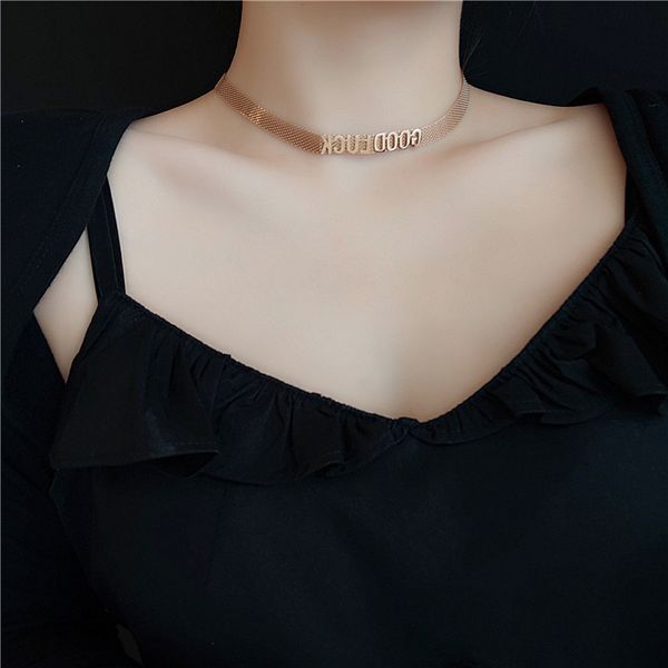 light luxury letter ti-tanium steel necklace new fashion lucky clavicle chain sense short necklace neck ornament, Silver
light luxury letter ti-tanium steel necklace new fashion lucky clavicle chain sense short necklace neck ornament, Silver