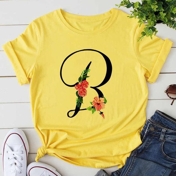 women's t-shirt custom name letter combination print flower font a b c d e f g short sleeve yellow tshirt, White
women's t-shirt custom name letter combination print flower font a b c d e f g short sleeve yellow tshirt, White