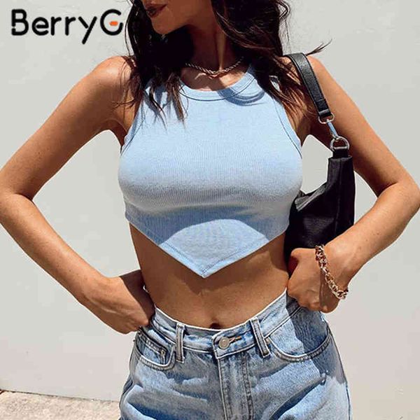 berrygo white sleeveless culb wear short high waist o neck slim tank female white blue ladies clothe 210513
berrygo white sleeveless culb wear short high waist o neck slim tank female white blue ladies clothe 210513