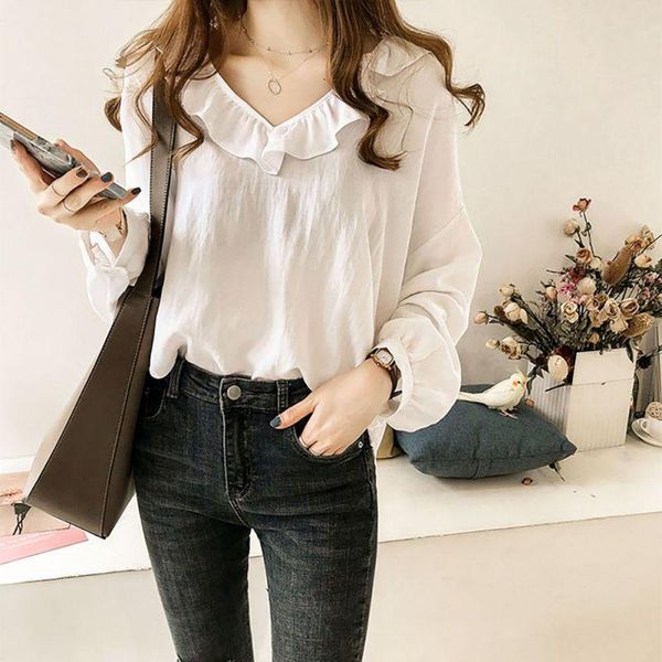 women's blouses & shirts women v neck long sleeve plain blouse ruffle lace casual white black 2021 spring elegant plus size 4xl
women's blouses & shirts women v neck long sleeve plain blouse ruffle lace casual white black 2021 spring elegant plus size 4xl