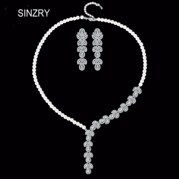 earrings & necklace sinzry shiny bridal elegant jewelry set imitation pearl flower cubic zircon wedding chokers necklaces long earring sets, Silver
earrings & necklace sinzry shiny bridal elegant jewelry set imitation pearl flower cubic zircon wedding chokers necklaces long earring sets, Silver