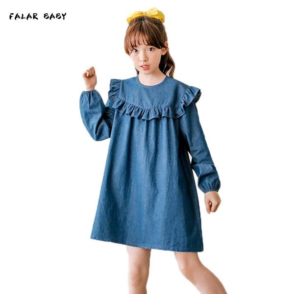 to14 yrs kids & teenager girls ruffle denim dress long sleeve cotton casual blue children fall winter princess vestidos girl's dresses, Red;yellow
to14 yrs kids & teenager girls ruffle denim dress long sleeve cotton casual blue children fall winter princess vestidos girl's dresses, Red;yellow