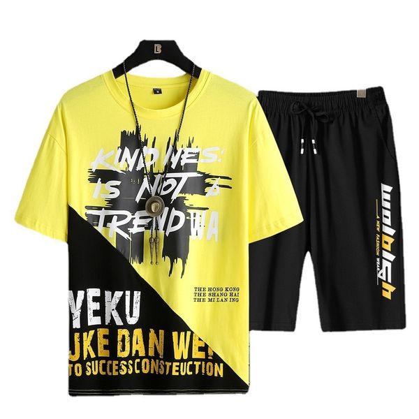 2021 summer alphabet print short sleeve set men's shorts two piece round neck yellow t-shirt fashion, Gray
2021 summer alphabet print short sleeve set men's shorts two piece round neck yellow t-shirt fashion, Gray