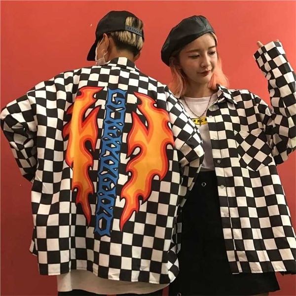 blouse women couple coat hip hop street black and white grid oversized loose flame letter print female male long sleeve shirt 211014, Black;brown
blouse women couple coat hip hop street black and white grid oversized loose flame letter print female male long sleeve shirt 211014, Black;brown