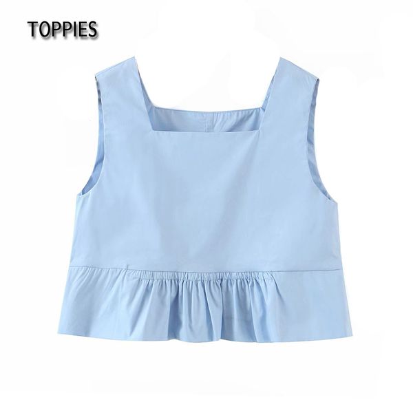 ies summer cropped sleeveless tank square collar ruffles spliced hem vacation clothes 210412, White
ies summer cropped sleeveless tank square collar ruffles spliced hem vacation clothes 210412, White