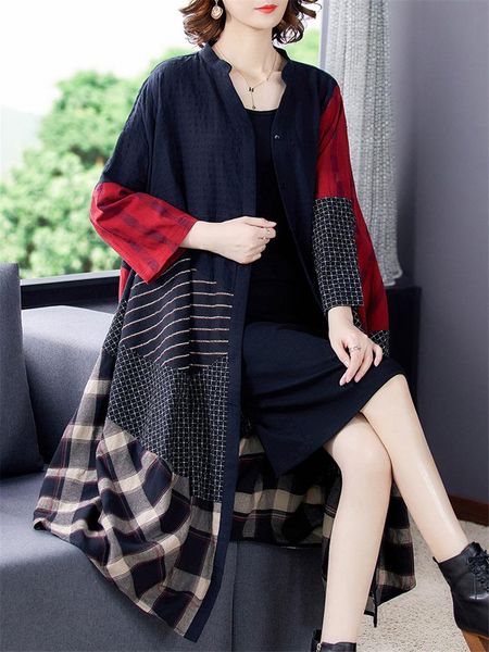 women's trench coats 2021 autumn oversize loose ladies long windbreaker retro ethnic style cotton linen splicing color female e042, Tan;black
women's trench coats 2021 autumn oversize loose ladies long windbreaker retro ethnic style cotton linen splicing color female e042, Tan;black