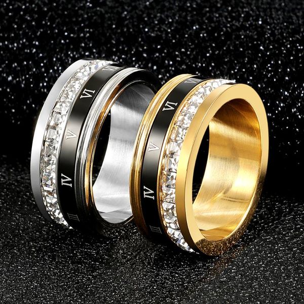 wedding rings fashion jewelry crystal and romal numberal for women stainless steel gold sliver color ring gift, Slivery;golden
wedding rings fashion jewelry crystal and romal numberal for women stainless steel gold sliver color ring gift, Slivery;golden