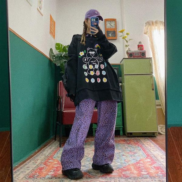 street hip hop retro leopard print loose oversized bf dad pants men and women trend trousers women's & capris, Black;white
street hip hop retro leopard print loose oversized bf dad pants men and women trend trousers women's & capris, Black;white