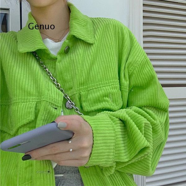 women's jackets women spring vintage green corduroy shirts full sleeve turn-down collar oversize casual autumn basic ou s7x4, Black;brown
women's jackets women spring vintage green corduroy shirts full sleeve turn-down collar oversize casual autumn basic ou s7x4, Black;brown