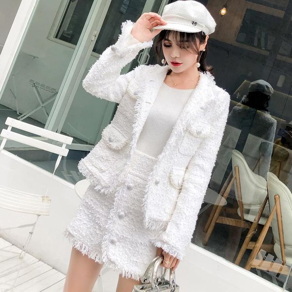 two piece dress autumn winter elegant tweed skirt set women's sets suit jacket and two-piece outfits women 2, White
two piece dress autumn winter elegant tweed skirt set women's sets suit jacket and two-piece outfits women 2, White