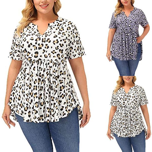 women's t-shirt plus size 5xl leopard printing short sleeve v-neck half open collar two colors 2021 women tunics, White
women's t-shirt plus size 5xl leopard printing short sleeve v-neck half open collar two colors 2021 women tunics, White