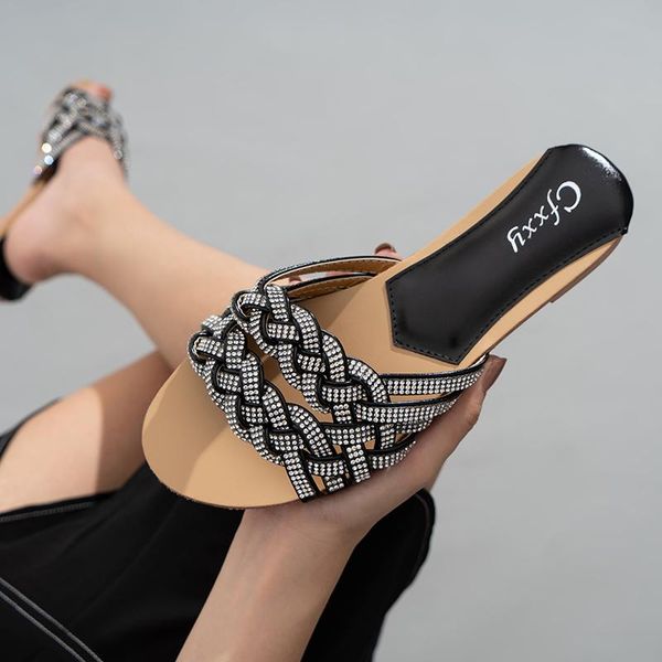 slippers women's shoes peep toe braiding rhinestone hollow out slip on mule summer fashion leisure slipper big size 37-42, Black
slippers women's shoes peep toe braiding rhinestone hollow out slip on mule summer fashion leisure slipper big size 37-42, Black