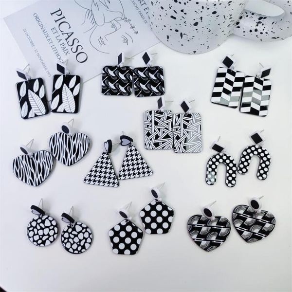 stud acrylic black and white simple striped polka dot square women earring, Golden;silver
stud acrylic black and white simple striped polka dot square women earring, Golden;silver