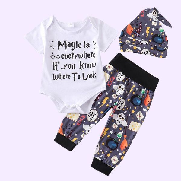 clothing sets born baby clothes 2021 summer magic is everywehre letter print romper+pants+hat headband 3pcs boy girl, White
clothing sets born baby clothes 2021 summer magic is everywehre letter print romper+pants+hat headband 3pcs boy girl, White