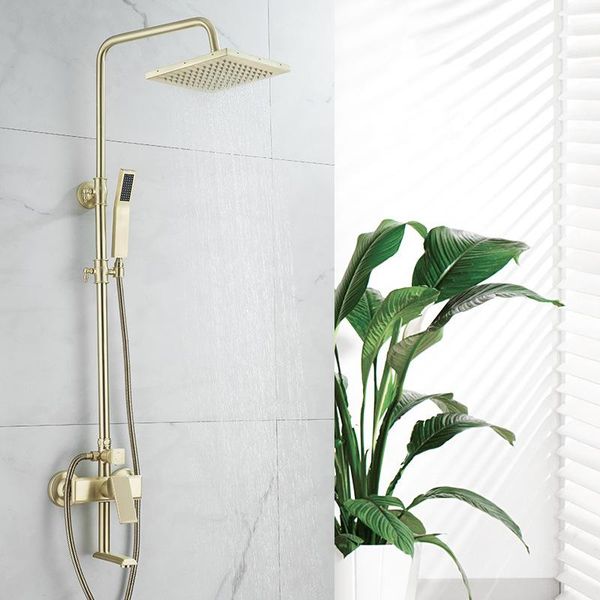 luxury golded bathroom rainfall shower faucet set wall mounted round handshower concealed install single mixer tap sets
luxury golded bathroom rainfall shower faucet set wall mounted round handshower concealed install single mixer tap sets