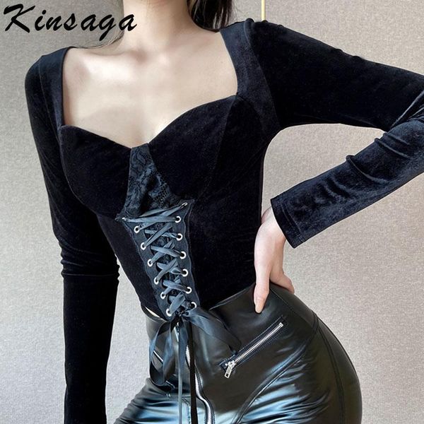 women's t-shirt black mall goth aesthetic soft velour lace corset women vintage bandage long sleeve short velvet t-shirts harajuku, White
women's t-shirt black mall goth aesthetic soft velour lace corset women vintage bandage long sleeve short velvet t-shirts harajuku, White