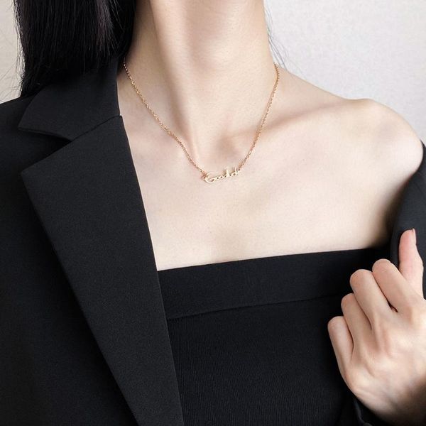 pendant necklaces ins the contracted good luck letter titanium steel stainless chain necklace with cold wind personality clavicle, Silver
pendant necklaces ins the contracted good luck letter titanium steel stainless chain necklace with cold wind personality clavicle, Silver
