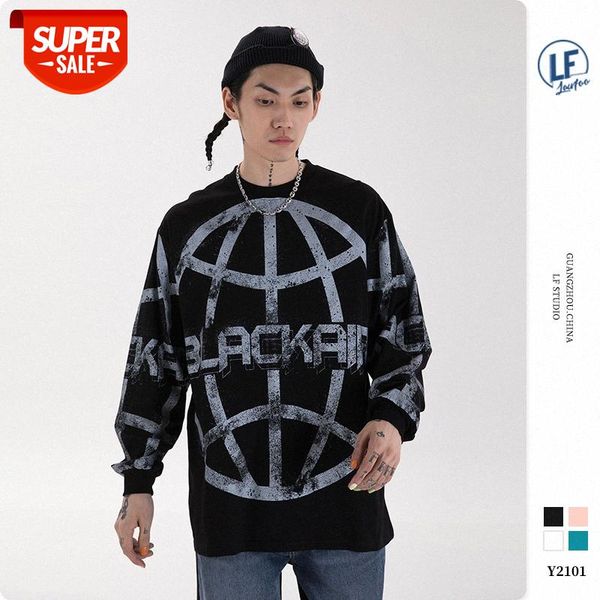 lawfoo men's wear full of old printed oversize long-sleeved t-shirt #970c, White;black
lawfoo men's wear full of old printed oversize long-sleeved t-shirt #970c, White;black