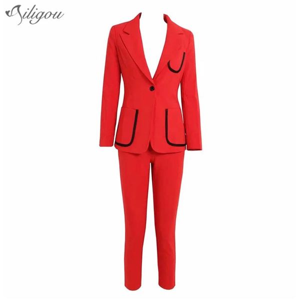 two piece dress ailigou 2021 fashion single-row button solid women suit notch collar hit color blazer jacket and pencil pants ol style, White
two piece dress ailigou 2021 fashion single-row button solid women suit notch collar hit color blazer jacket and pencil pants ol style, White