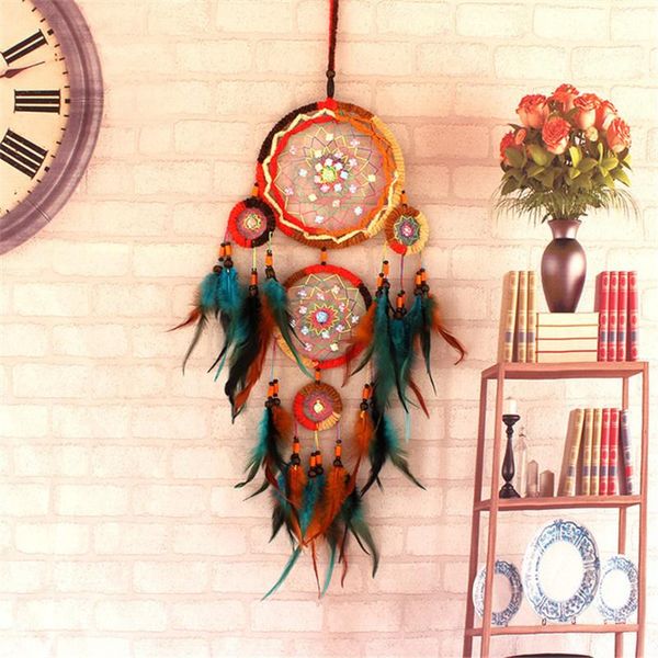 decorative objects & figurines colorful 5 rings dream catcher handmade feather wall hanging indoor home decoration bedside wind chime pendan
decorative objects & figurines colorful 5 rings dream catcher handmade feather wall hanging indoor home decoration bedside wind chime pendan