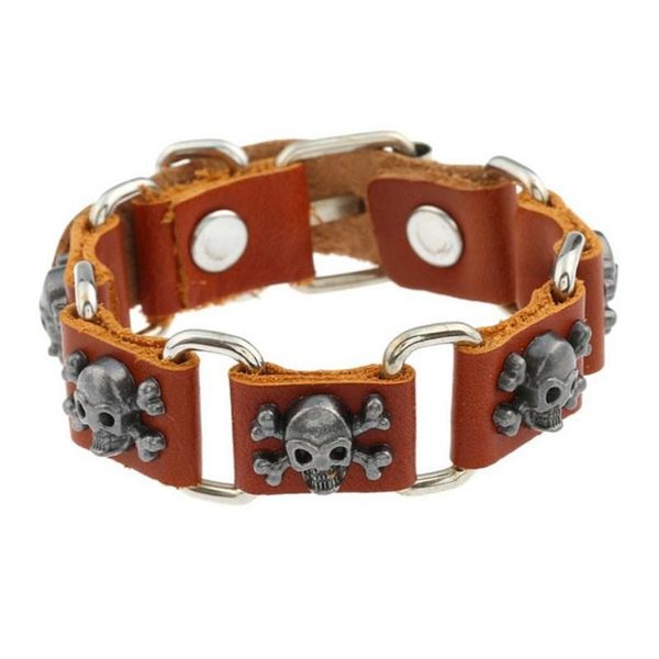 charm bracelets european and american men's women's favorite leather bracelet punk retro link skeleton style, Golden;silver
charm bracelets european and american men's women's favorite leather bracelet punk retro link skeleton style, Golden;silver
