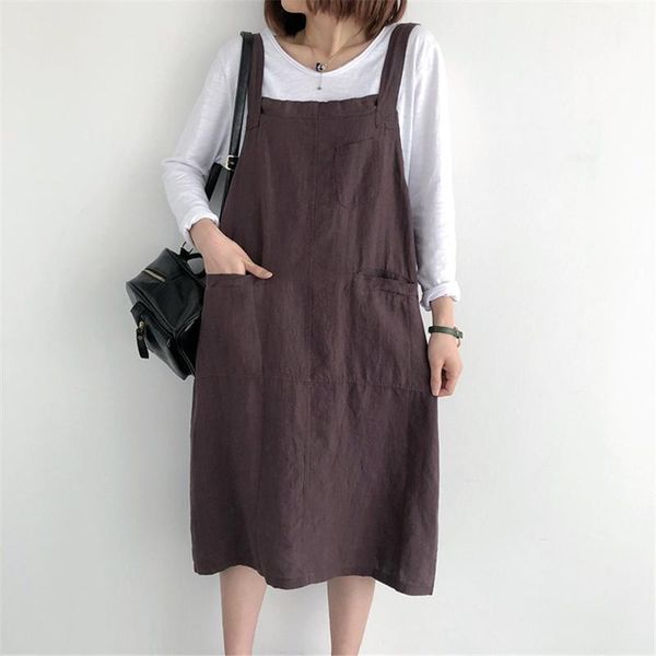 women cotton skirt casual vintage one word collar solid color strap female skirts pocket mujer middle length summer, Black
women cotton skirt casual vintage one word collar solid color strap female skirts pocket mujer middle length summer, Black