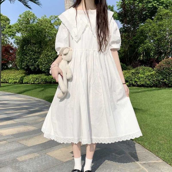 japanese sweet cute big lapel dress summer fashion lace patchwork white casual kawaii party dresses 210526, Black;gray
japanese sweet cute big lapel dress summer fashion lace patchwork white casual kawaii party dresses 210526, Black;gray