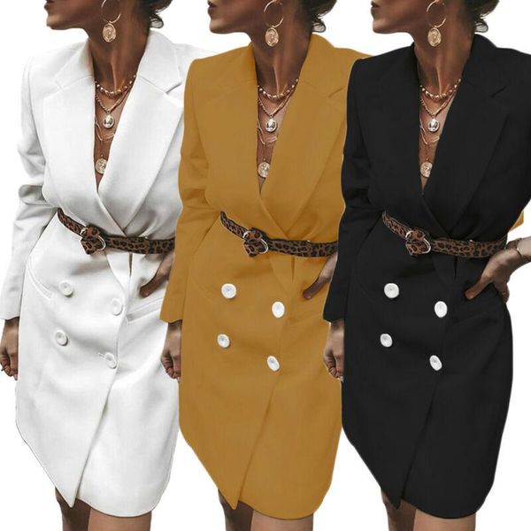 work dresses women ladies v neck long sleeve double breasted blazer causal office mini dress women's ol suits female formal, White;black
work dresses women ladies v neck long sleeve double breasted blazer causal office mini dress women's ol suits female formal, White;black