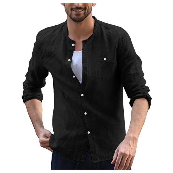 men's casual shirts 2021 spring summer fashion solid color vintage men long sleeve lapel button shirt business male streetwear, White;black
men's casual shirts 2021 spring summer fashion solid color vintage men long sleeve lapel button shirt business male streetwear, White;black