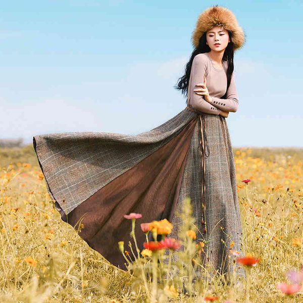 casual dresses women autumn winter vintage elegant long skirt all-match plaid tassel woolen patchwork maxi large pendulum bust neo6, Black;gray
casual dresses women autumn winter vintage elegant long skirt all-match plaid tassel woolen patchwork maxi large pendulum bust neo6, Black;gray