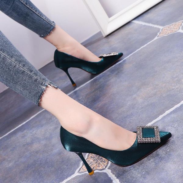 dress shoes temperament elegant womens korean square buckle rhinestones high heels stiletto pointed shallow mouth single, Black
dress shoes temperament elegant womens korean square buckle rhinestones high heels stiletto pointed shallow mouth single, Black