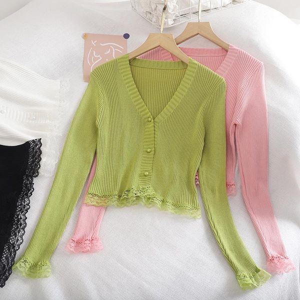 women's knits & tees 5690 women patched lace knitted full sleeve sweaters cardigans lady single-breasted buttons v-neck sweater crop f, White
women's knits & tees 5690 women patched lace knitted full sleeve sweaters cardigans lady single-breasted buttons v-neck sweater crop f, White