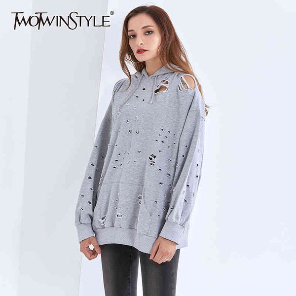 twotwinsttle oversized hole for female sweatshirt long sleeve with hat loose women's casual fashion streetwear 210524, Black
twotwinsttle oversized hole for female sweatshirt long sleeve with hat loose women's casual fashion streetwear 210524, Black