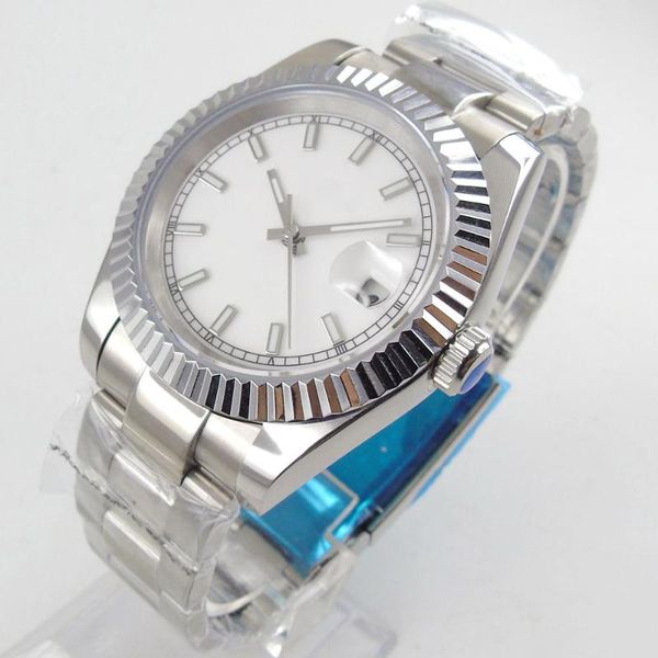 wristwatches 36mm white sterile dial sapphire glass date mechanical luminous number 21 jewels miyota 8215 movement automatic men's wris, Slivery;brown
wristwatches 36mm white sterile dial sapphire glass date mechanical luminous number 21 jewels miyota 8215 movement automatic men's wris, Slivery;brown