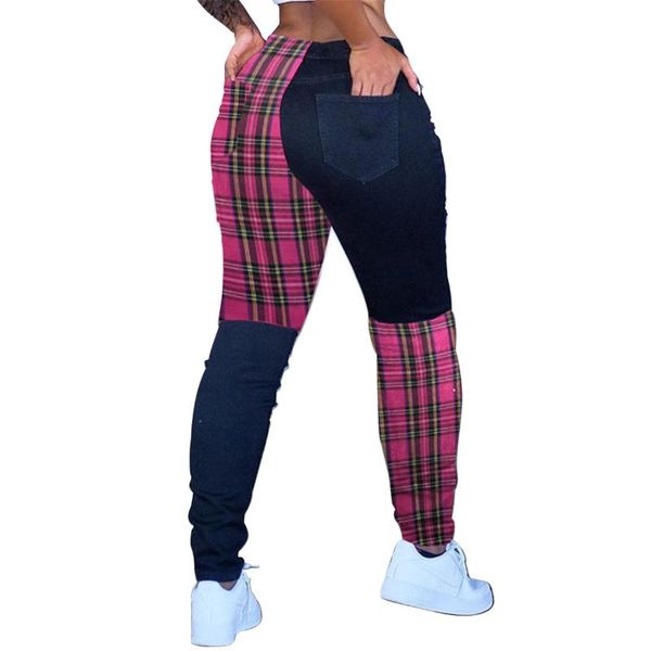 women's pants & capris printed plaid casual, Black;white