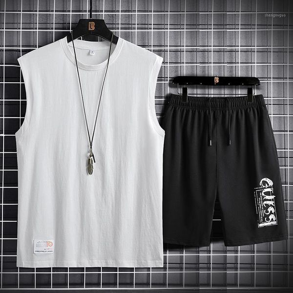 men short set 2021 summer 2 piece suit slim sleeveless vest + shorts sport tracksuit male fashion casual clothes sweatshirt men's track, Gray
men short set 2021 summer 2 piece suit slim sleeveless vest + shorts sport tracksuit male fashion casual clothes sweatshirt men's track, Gray