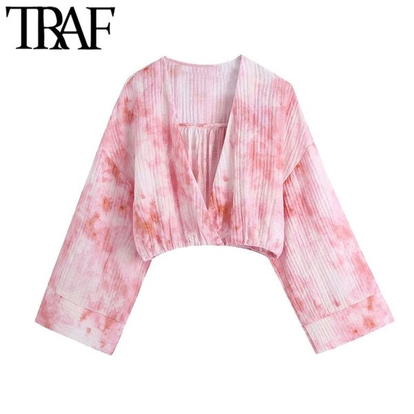 women fashion tie-dye print cropped blouses vintage long sleeve elastic hem female shirts blusas chic 210507, White
women fashion tie-dye print cropped blouses vintage long sleeve elastic hem female shirts blusas chic 210507, White
