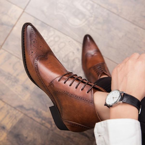 boots large size men casual party nightclub dress ankle pointed toe bullock shoes lace-up carving brogue shoe soft leather botas, Black
boots large size men casual party nightclub dress ankle pointed toe bullock shoes lace-up carving brogue shoe soft leather botas, Black
