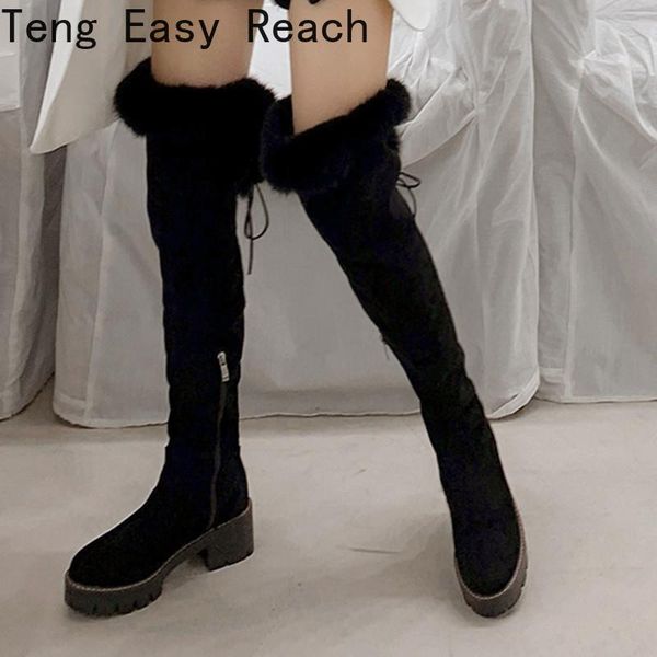 boots suede leather over the knee high winter snow shoes casual low heels non-slip plus fur warm shoe female, Black
boots suede leather over the knee high winter snow shoes casual low heels non-slip plus fur warm shoe female, Black