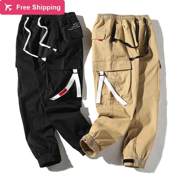 cargo baggy hip ribbon men's leather japanese-style runners streetwear male pants, Black 
cargo baggy hip ribbon men's leather japanese-style runners streetwear male pants, Black