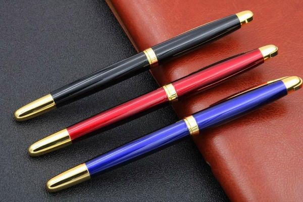 black slender lacquered golden trim metal rollerball pen ballpoint pens, Blue;orange
black slender lacquered golden trim metal rollerball pen ballpoint pens, Blue;orange