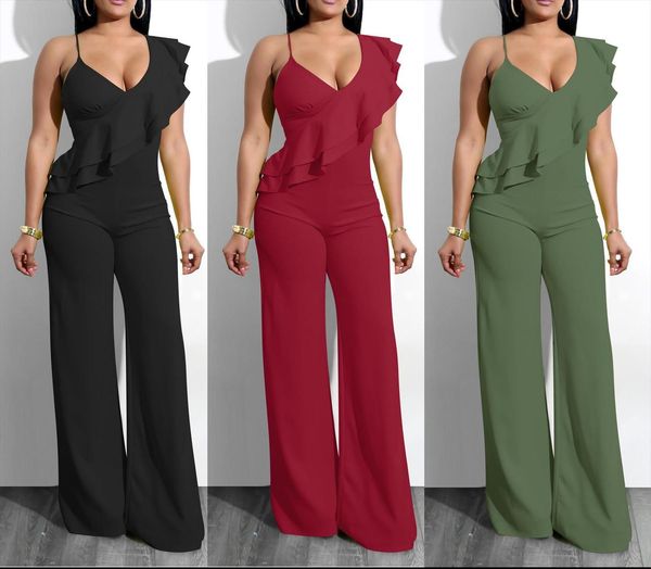 spring elegant ruffle women jumpsuits v neck long pants womens sleeveless high waist lady overall, Black;white
spring elegant ruffle women jumpsuits v neck long pants womens sleeveless high waist lady overall, Black;white