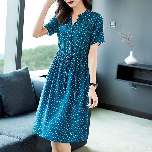 summer 100% natural silk women dresses elegant fashion v-neck short sleeve real vintage print lady a-line dress blue casual, Black;gray
summer 100% natural silk women dresses elegant fashion v-neck short sleeve real vintage print lady a-line dress blue casual, Black;gray
