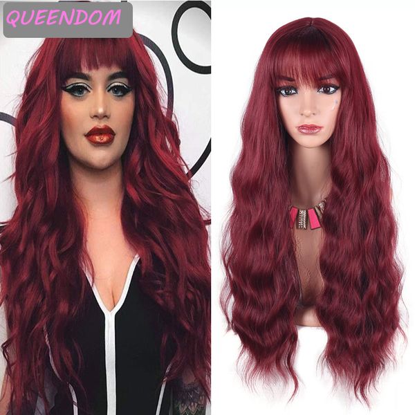 burgundy long body wave wigs with bangs 30inch natural wave synthetic hair wig african american heat resistant daily cosplay wig, Black
burgundy long body wave wigs with bangs 30inch natural wave synthetic hair wig african american heat resistant daily cosplay wig, Black