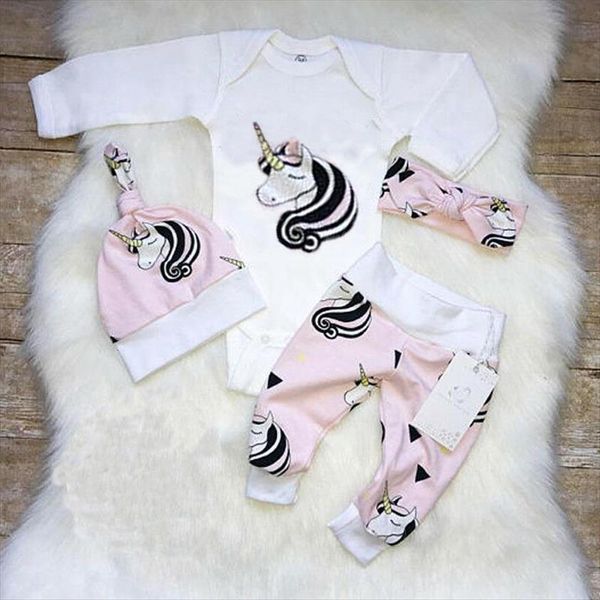 4pcs infant baby girls unicorn cotton romper jumpsuit pants outfits set, White
4pcs infant baby girls unicorn cotton romper jumpsuit pants outfits set, White